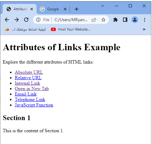 attributes links