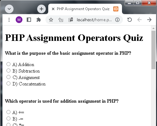 Assignment operators quiz