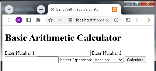 PHP Basic arithmetic simple calculator