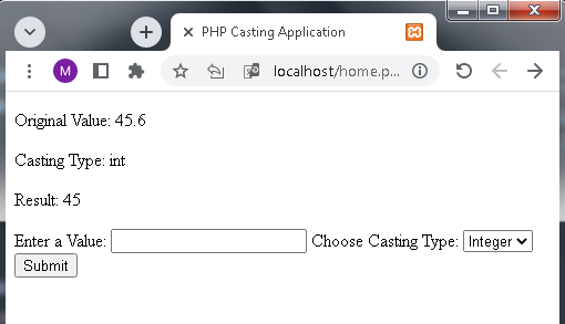PHP Casting types App