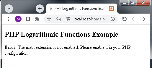 PHP Logarithmic Functions Example