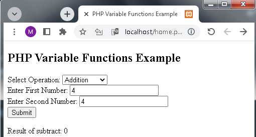 PHP Variable Functions Example