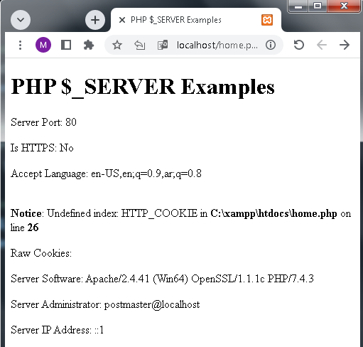 PHP $_SERVER Example 2