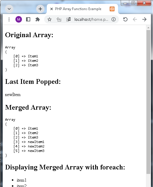 PHP array functions