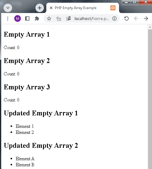 PHP empty array