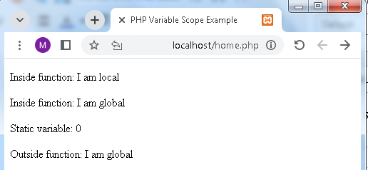 PHP variable scope