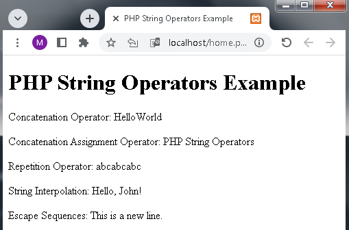 PHP String operators