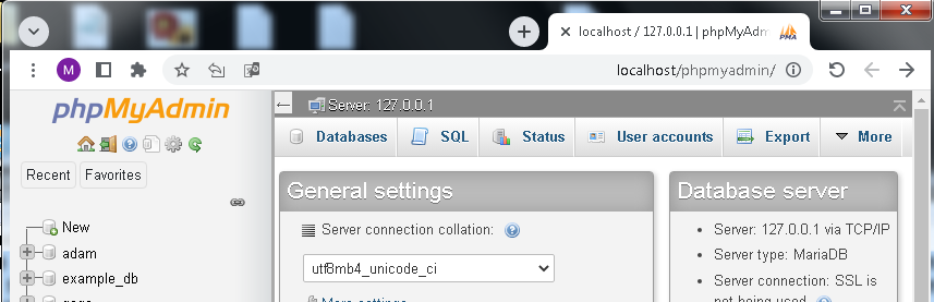log in phpMYadmin